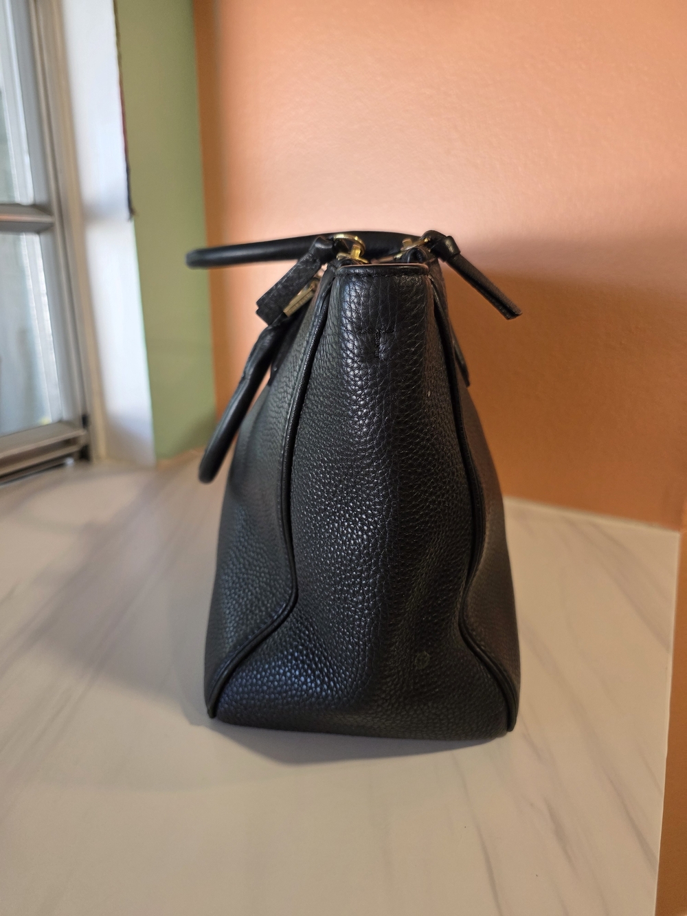 Tory Burch Black Pebbled Leather Tote Luxury Minimalist Chic Preppy Handbag - Picture 14 of 16